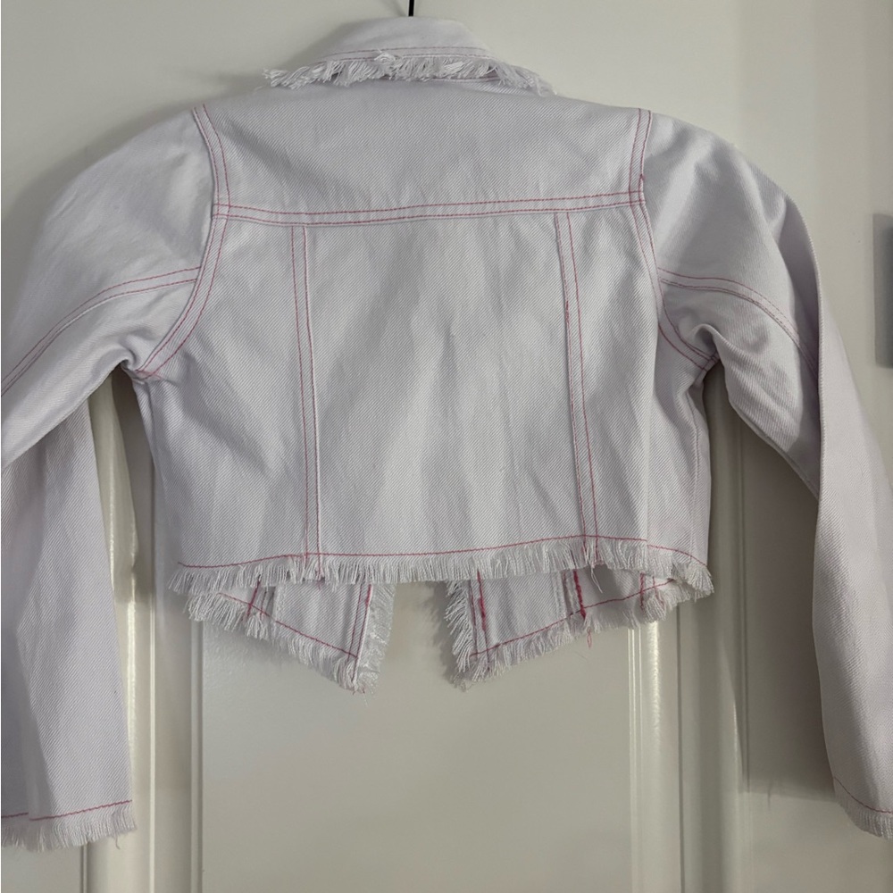 Ooh! La, La! Couture Lavender Cropped Jean Jacket with Pink Stitching - Picture 4 of 4